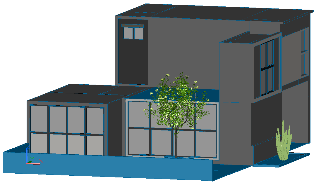 Modern 3D House Project DWG with Two Storey Elevation and 3.0m Glazing