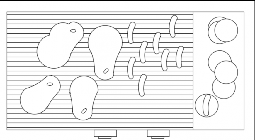 BBQ top view plan dwg file