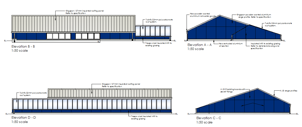 The Production Plants Elevation 2D CAD Drawing for Downloads