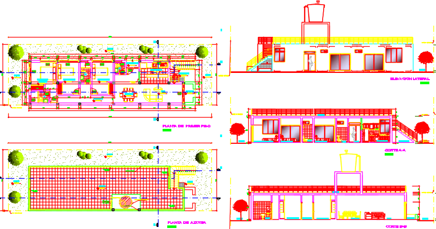 Beach House Architectural Plan Layout Elevation and Roof Plan