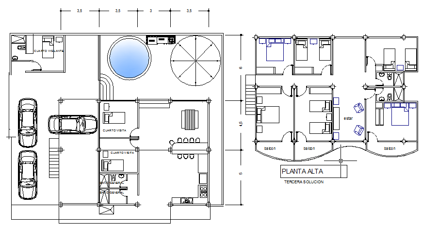 beach housing plan dwg file
