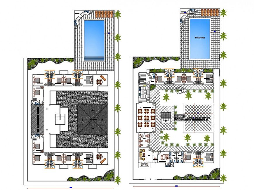 Beach hotel general plan in auto cad file