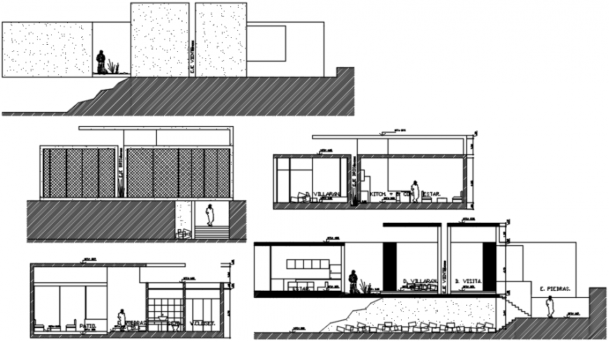 Beach house all sided elevation and section auto-cad drawing details dwg file