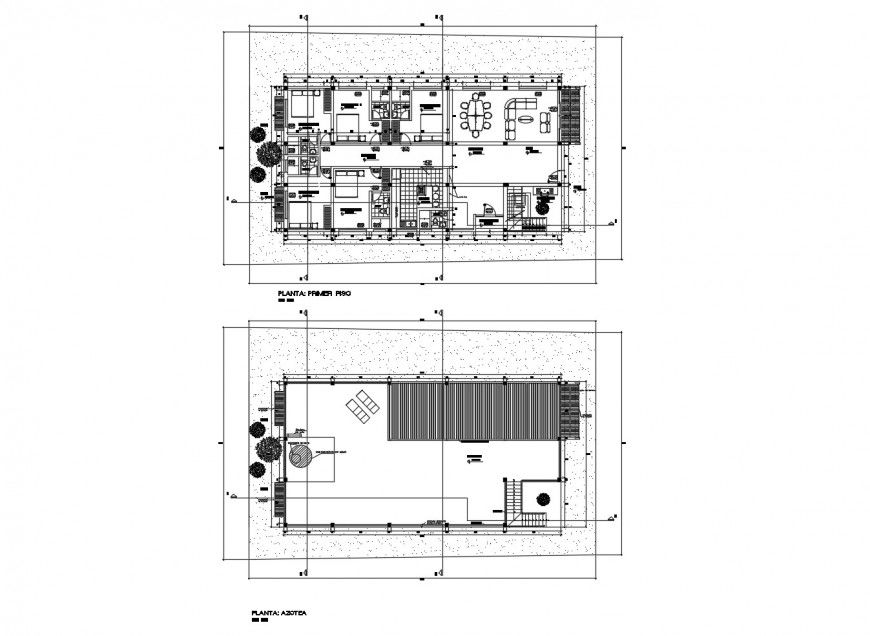 Beach house floor layout plan and cover plan cad drawing details dwg file
