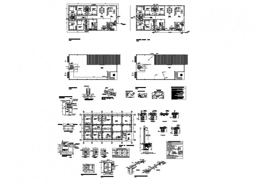 Beach house floor plan, foundation and auto-cad drawing details dwg file