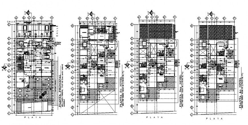 Beach house villa type four flooring floor plan distribution cad drawing details dwg file