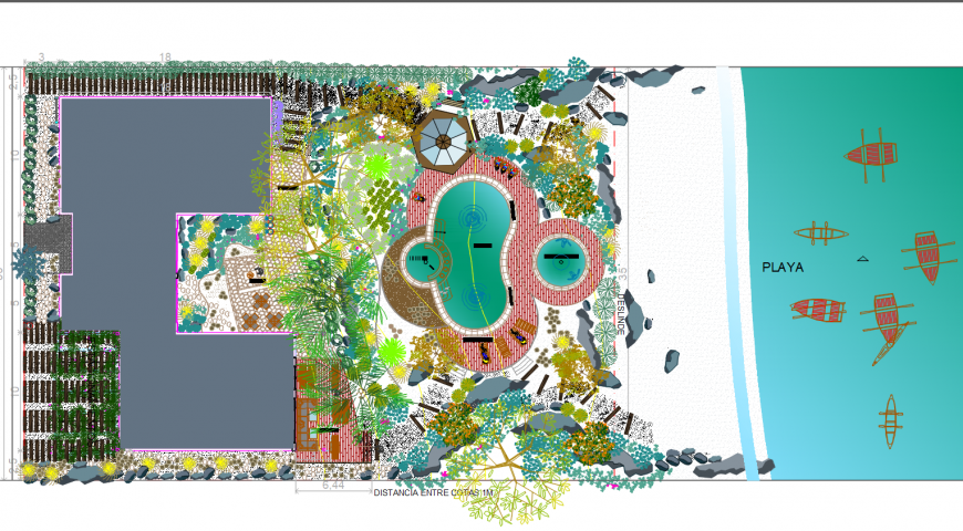 Beach landscaping design autocad file
