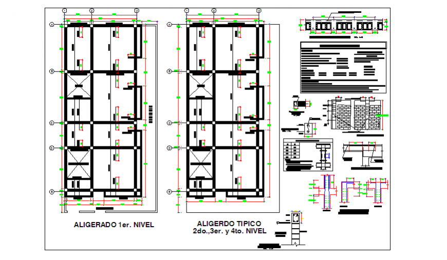 Beam, column design of living place house design drawing