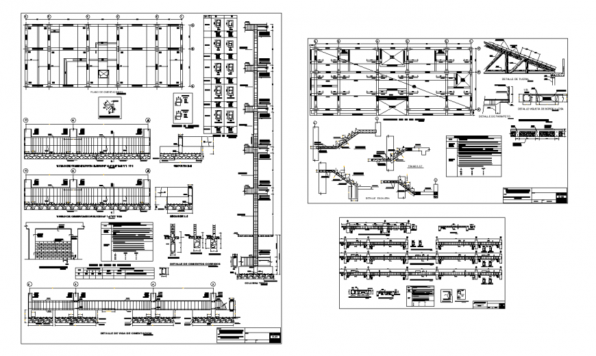 Beam,column and stair detail in plan and elevation dwg file