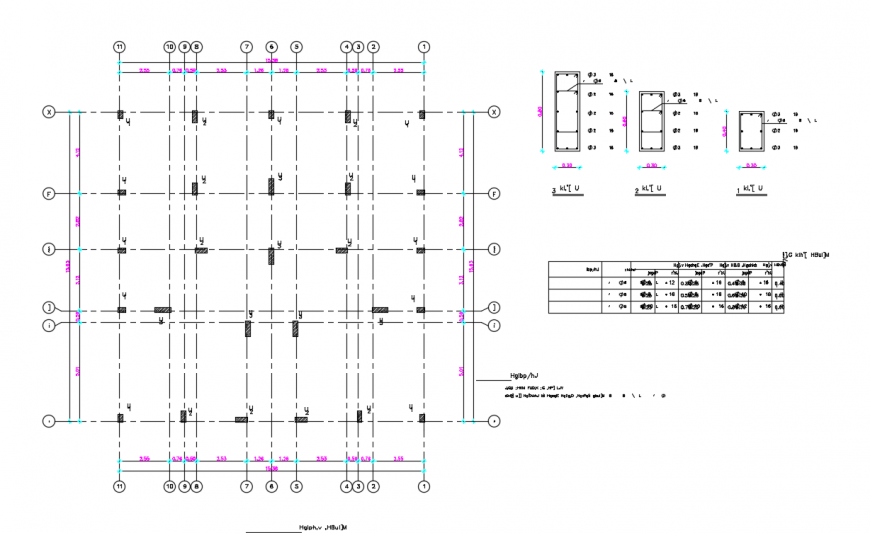 Beam & column reinforcement details Lay-out dwg