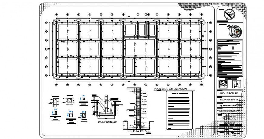 Beam and column construction plan detailing dwg file