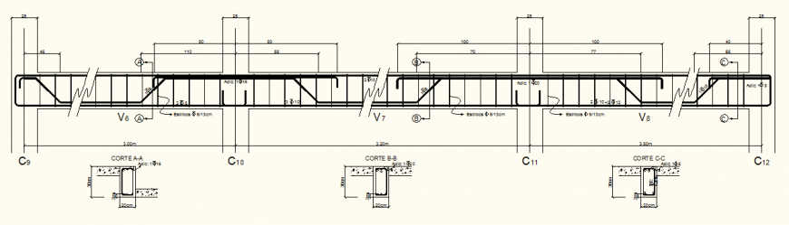 Beam and column detail elevation layout plan