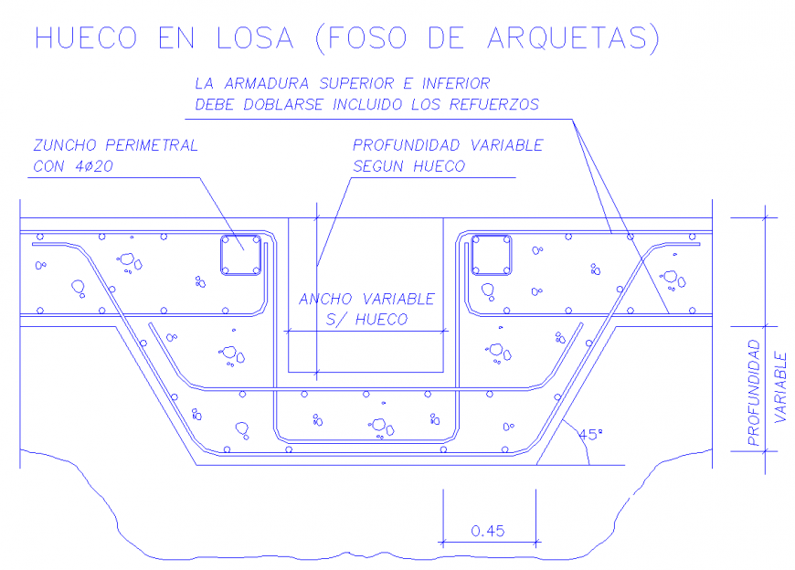 Beam and column foundation drawing in dwg file.