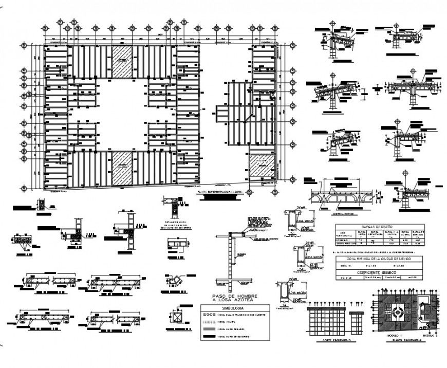 Beam and column section plan layout file