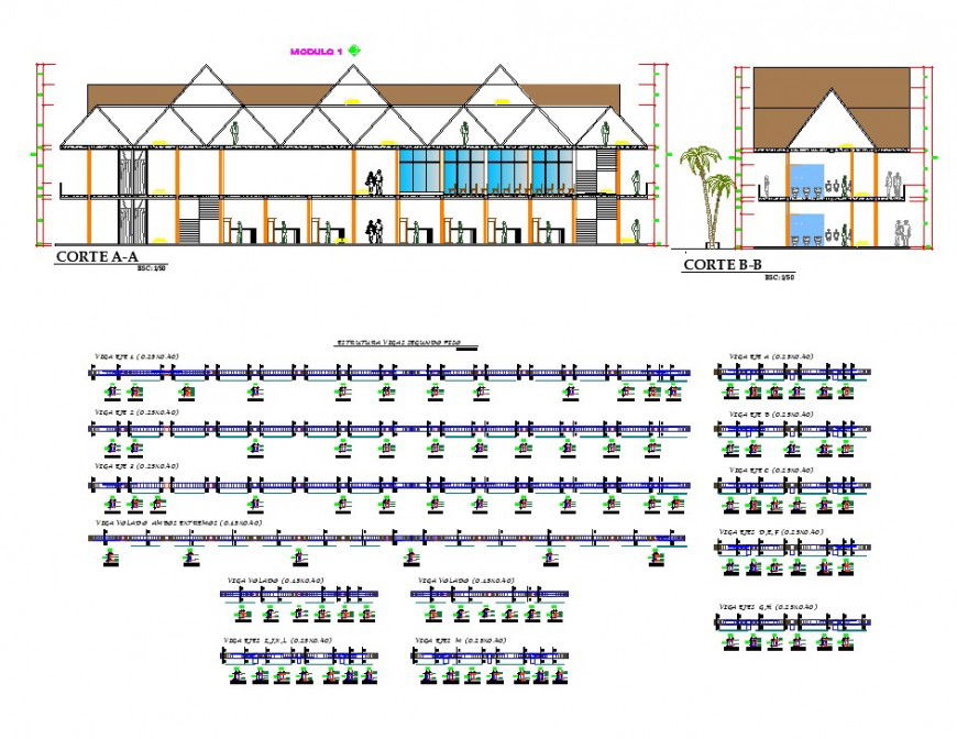 Beam and section market planning autocad file