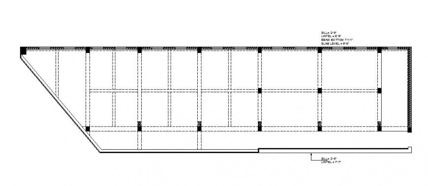 Beam bottom level and slab structure cad drawing details dwg file