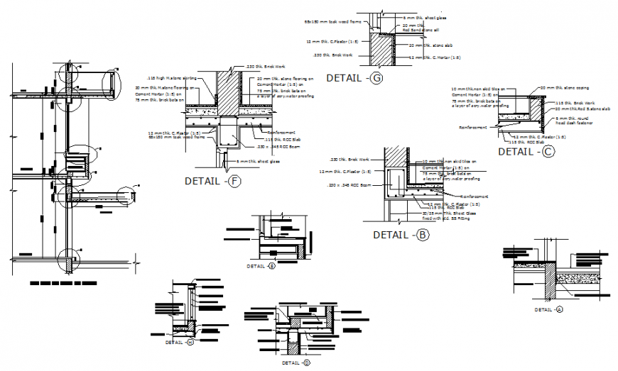 Beam column construction detail drawing in dwg AutoCAD file.