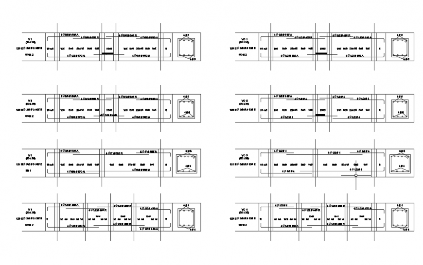 Beam Construction detail in drawing section & plan detail