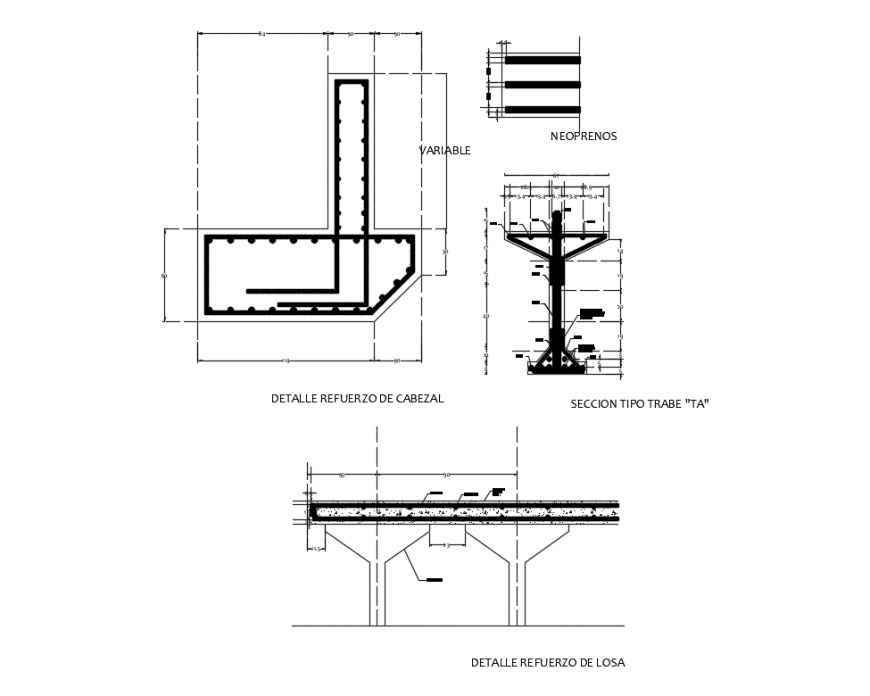 Beam constructive and sectional details dwg file