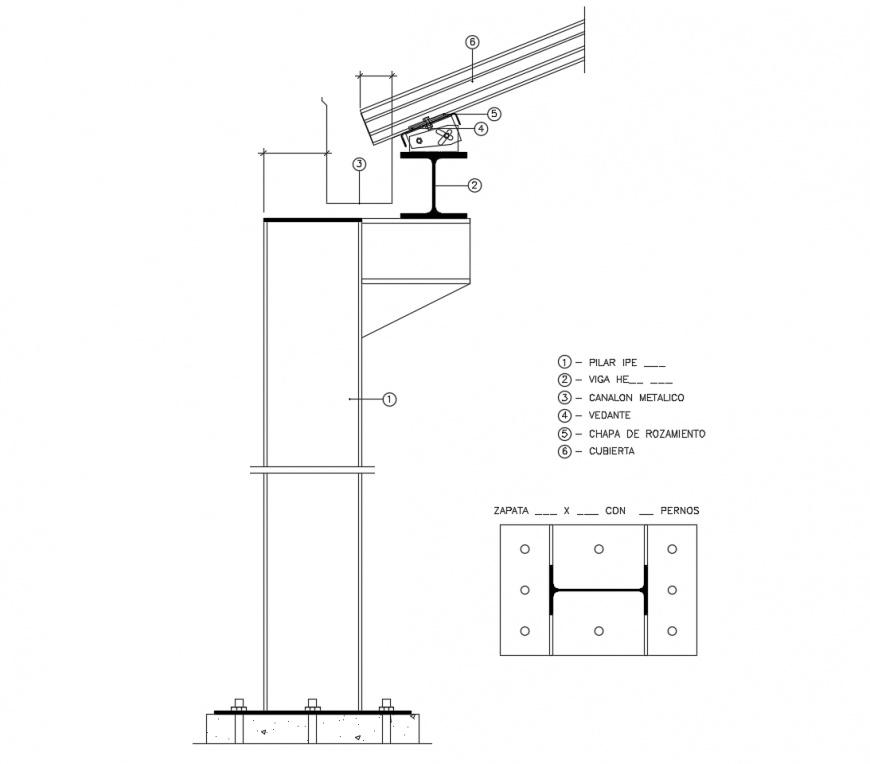 Beam cover with pillar cad construction details dwg file