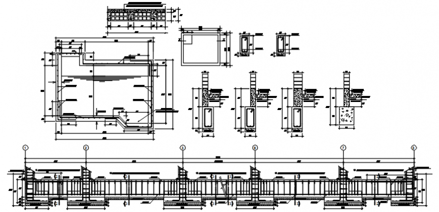 Beam detail with column foundation in construction view of AutoCAD