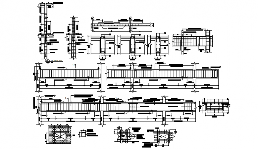 Beam elevation with detail of construction view in auto cad file