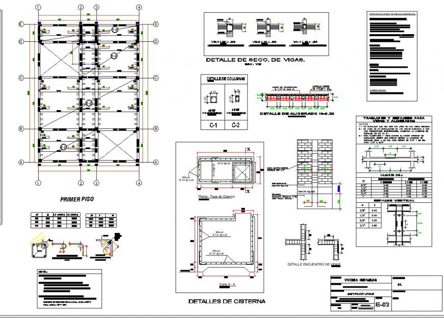 Beam plan and tank section autocad file