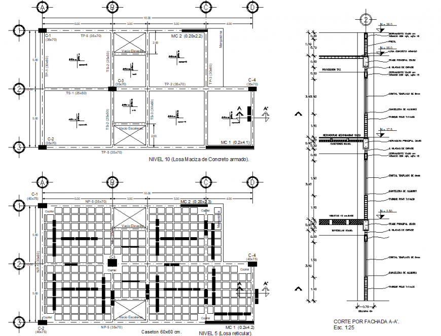 Beam plan and wall section plan layout file