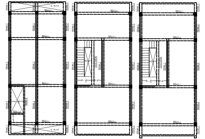 Beam plan of building in AutoCAD software