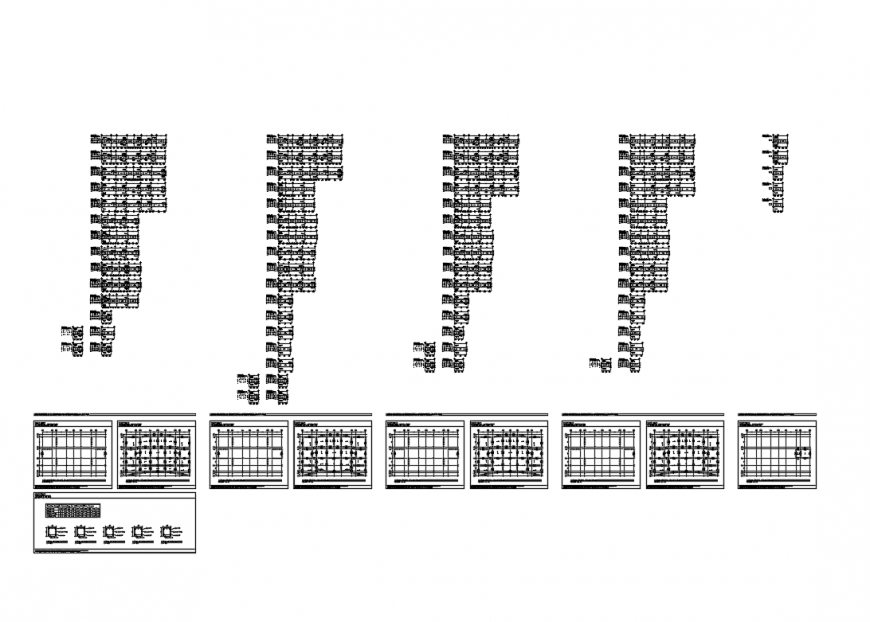 Beam profile details plan of three story house dwg file