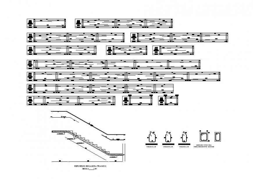 Beam schedule, staircase and column constructive structure cad drawing details dwg file