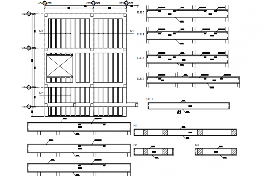 Beam schedule and beam cover plan drawing details for villa floor dwg file