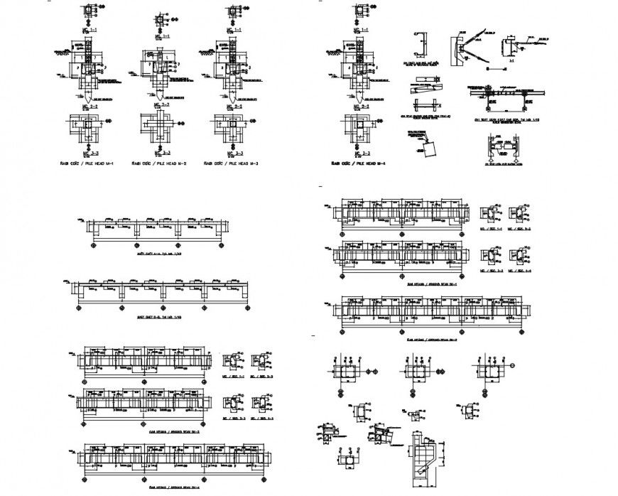 Beam schedule and construction details of house building dwg file