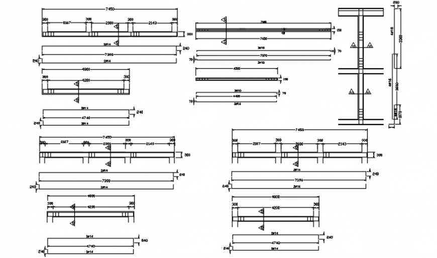 Beam schedule structure drawing details of transformer house dwg file