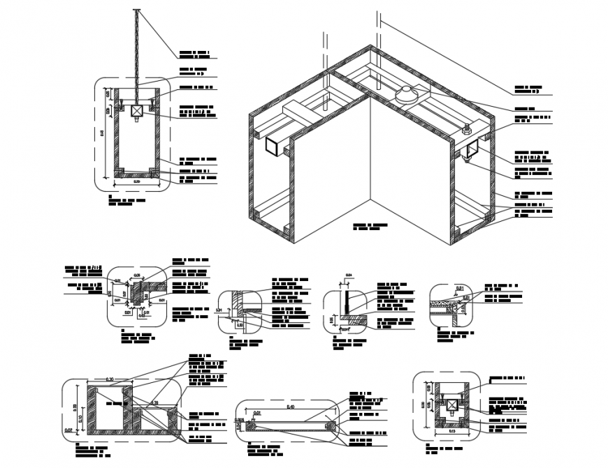 Beam structure details of joinery restaurant with false and lattice beams dwg file