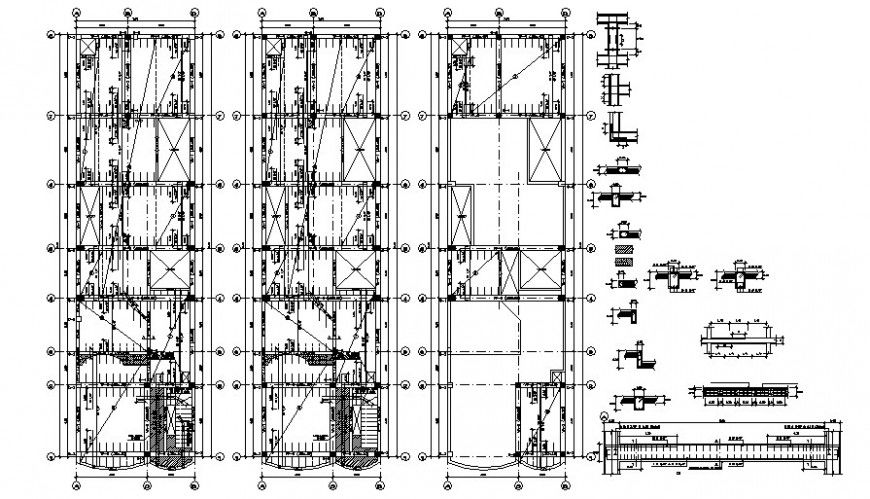 Beam to column connections details drawings 2d view of RCC structure autocad file