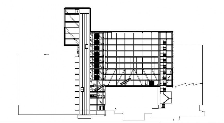 Beam view in elevation of construction detail in auto cad