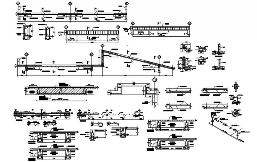 Beam view with detail in construction view of AutoCAD