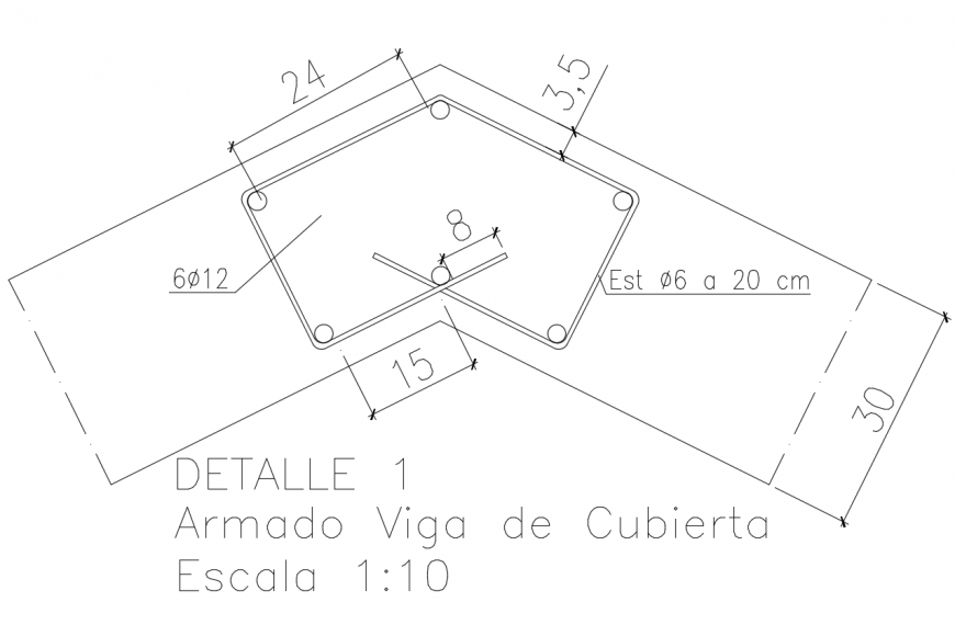 Beam with armed view with angular design dwg file