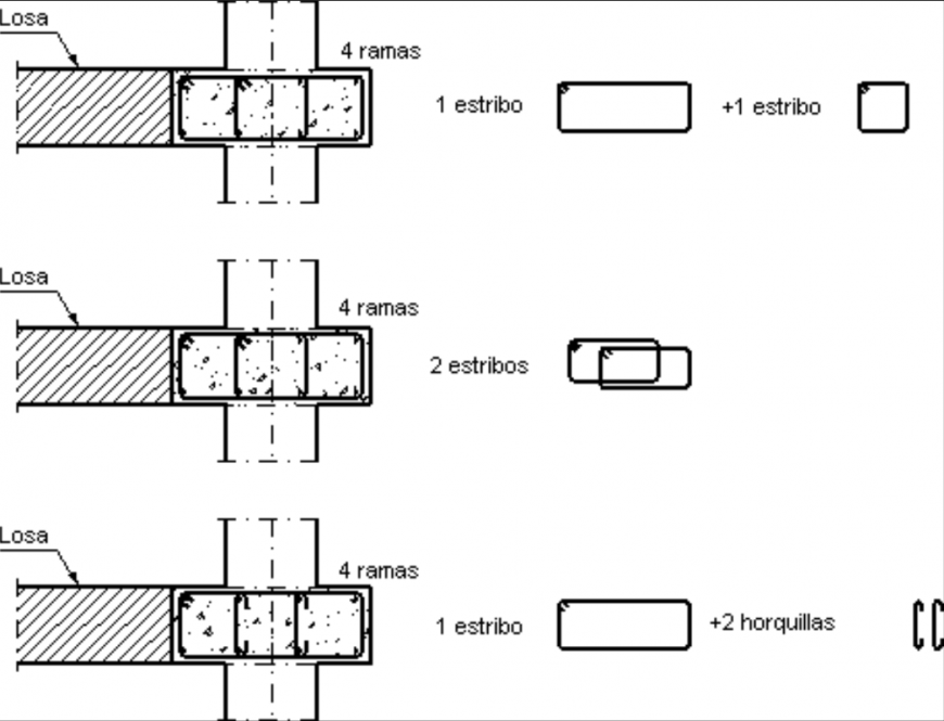 Beams and columns structure constructive details of house dwg file