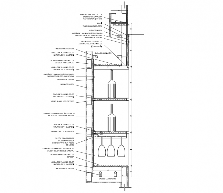Bear bar constructive section cad drawing details dwg file