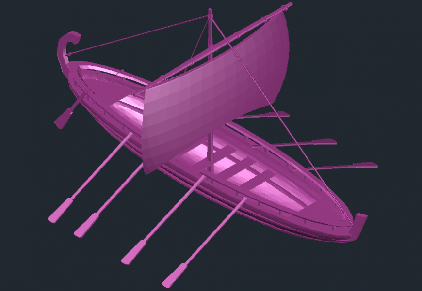 Beautiful 3d sail boat elevation block cad drawing details dwg file