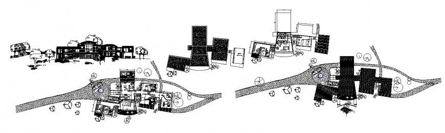 Beautiful bungalow on mountain elevation, section, floor plan and auto-cad drawing details dwg file