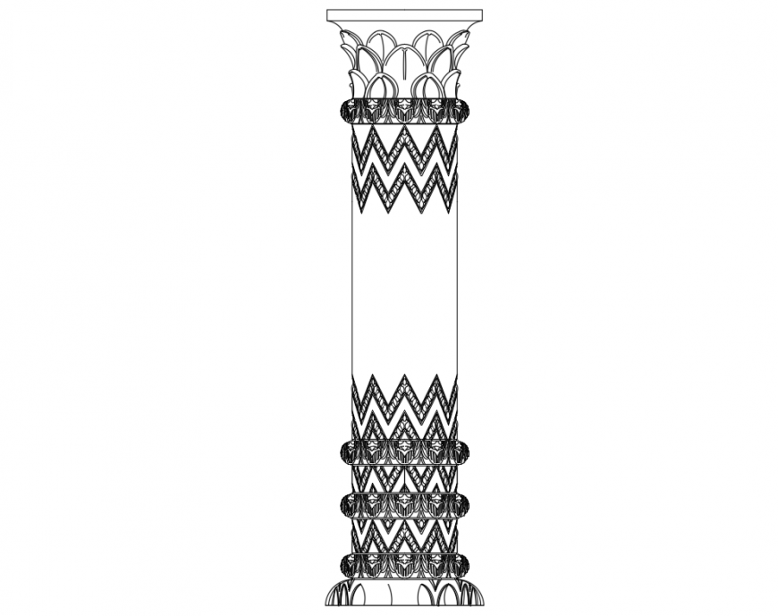 Beautiful capital column front view elevation cad blcok details dwg file