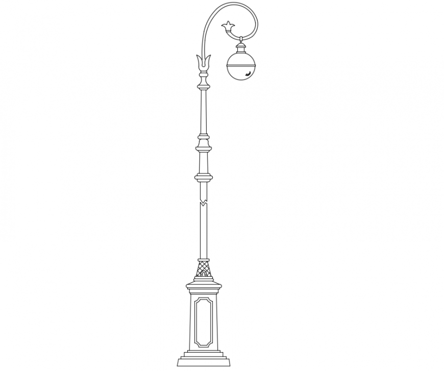Beautiful curved street light pole cad block design dwg file