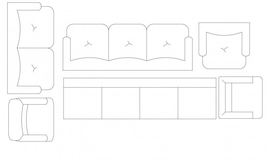 Drawing Room Sofa Set Elevation CAD Blocks File