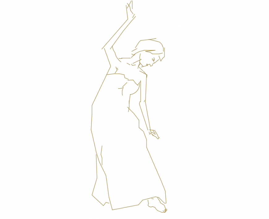 Beautiful female sculpture front view elevation cad block details dwg file