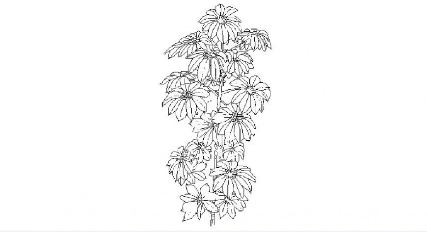 Beautiful flower plant 2d elevation block cad drawing details dwg file