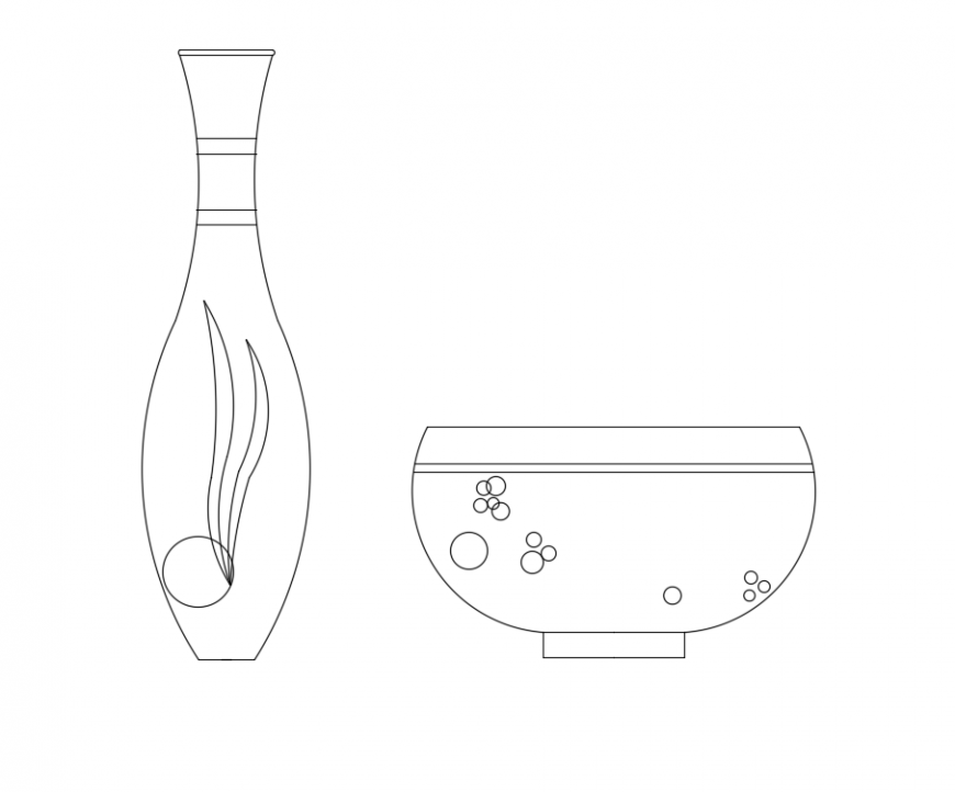 Beautiful flower vase cad block designs for house hold furniture dwg file