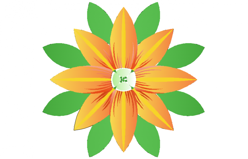 Beautiful garden flower top view elevation 3d drawing details dwg file